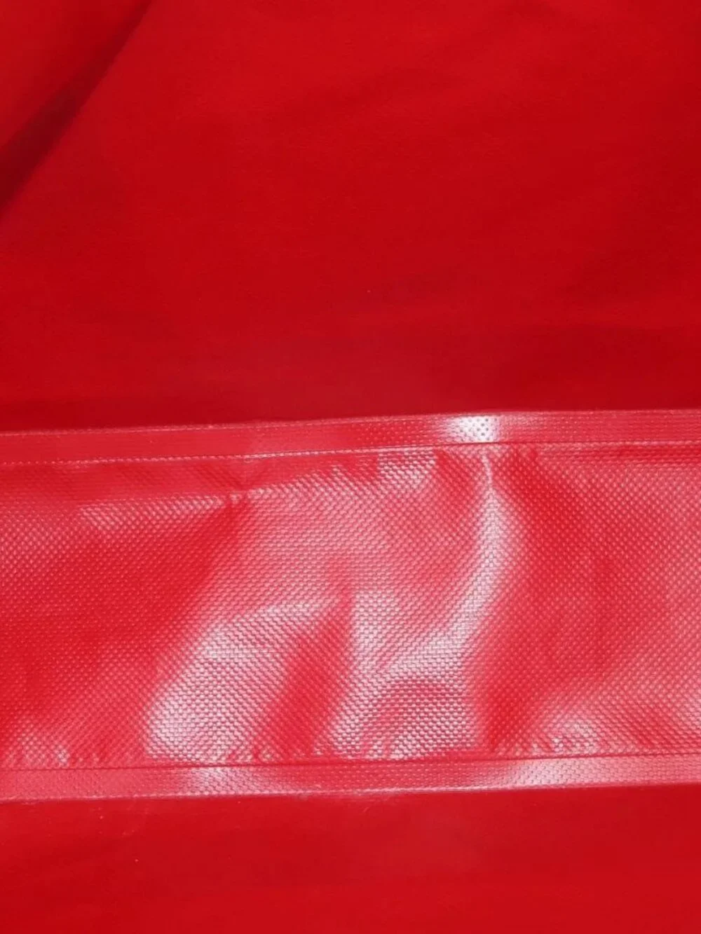 CHANEL Etanche Waterproof Tote Bag Vinyl Red CC Auth mr1520